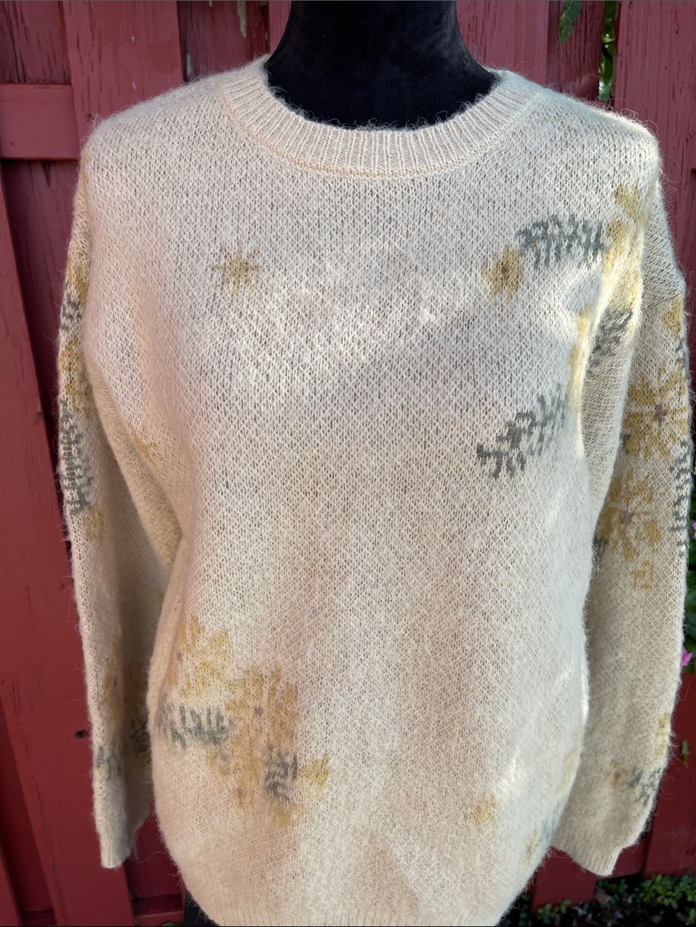 Mystree Cream/Yellow Sweater with Gold Floral Accents